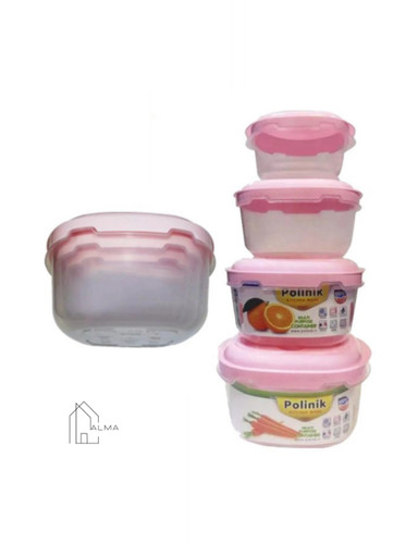 ظروف نگهدارنده سوپاپ دار مربعی ۸ پارچه پلی نیک