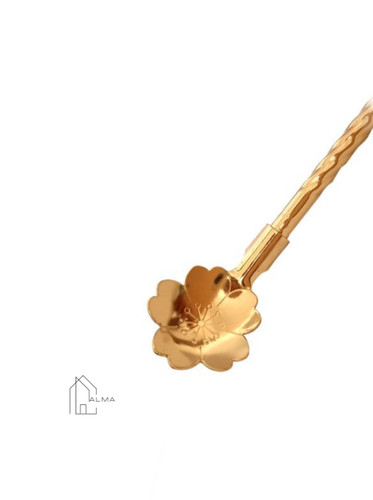 نی شربت قاشق دار استیل طرح گل یونیک